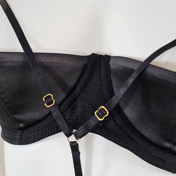 Hustler Sloan Black Open Cup Strappy Balconette Bra, Size US 8 - Picture 5 of 7